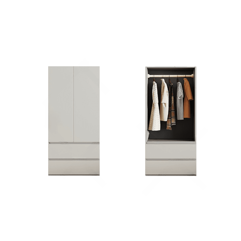 Cream Trendy Reclaimed Wood Wardrobe Armoire with Soft Close Drawer, Soft Close Door, Interior Shelves, and Clothing Rod - image 10