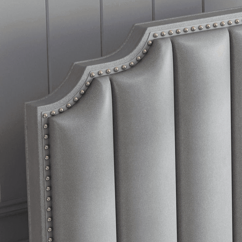 Modish Style Panel Headboard with No Distressing, Nailhead Border, Scooped Shape for Queen/Full Bed, Featuring Sponge Upholstery and Standard Height - image 14