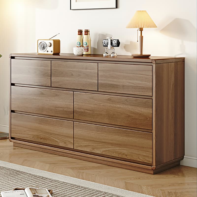 Modern Brown Storage Chest Solid Wood Freestanding with Drawers - image 10