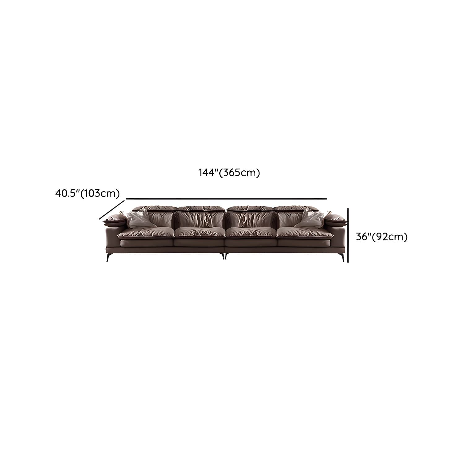 Mid-Century Modern Brown Tech Cloth Sectional Sofa with Wood Frame and Pillow Top Arms - image 20