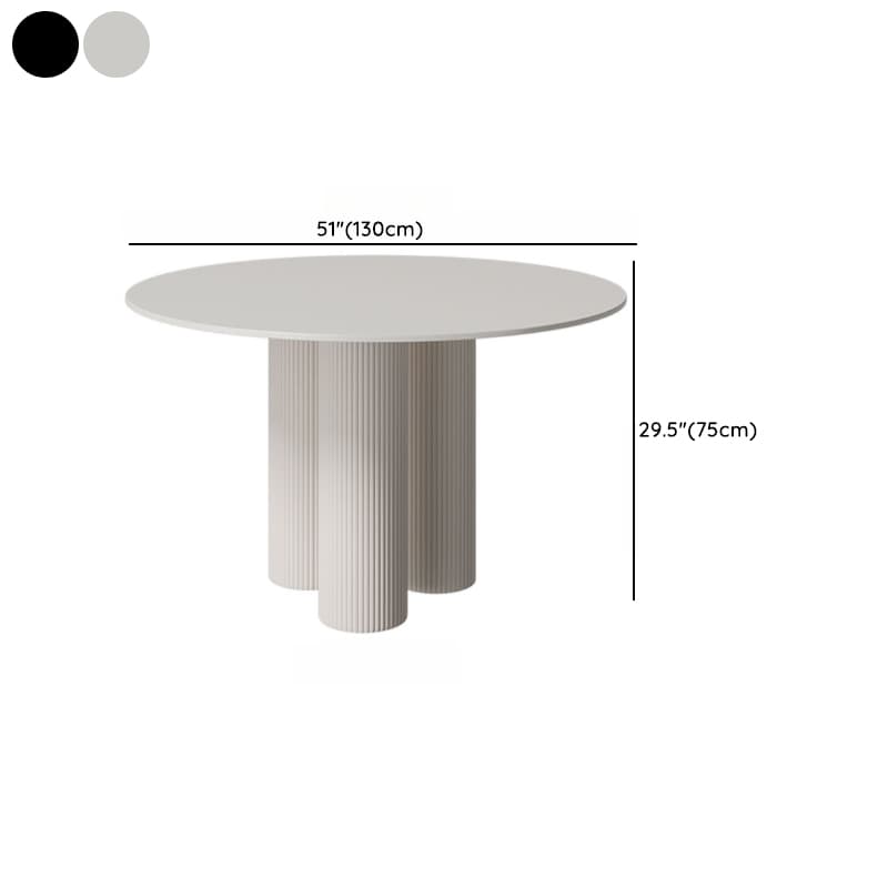 Ribbed Leg Circular-shaped Sintered Stone Dining Table with a Fixed Table Top for 2/for 4 in a Modern Simple Style - image 20