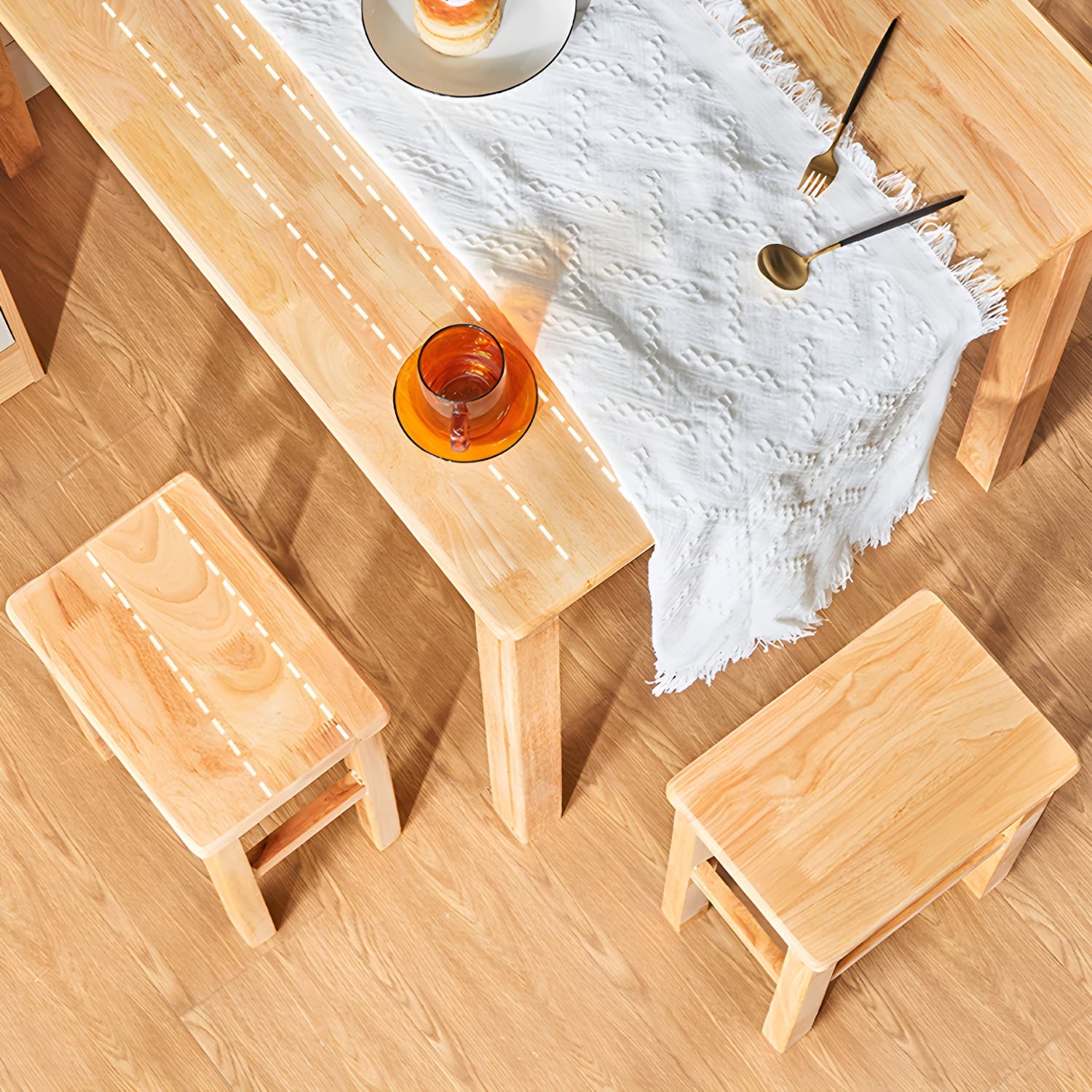 Elegant Scandinavian Natural Oak Wood Dining Table - Slim Legs, Standard Height for Kitchen & Dining - image 7