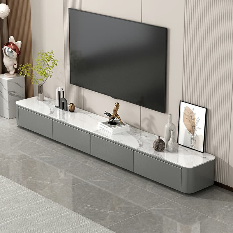 Stone Low TV Stand with Soft-close Drawers and Cable Management - image 6