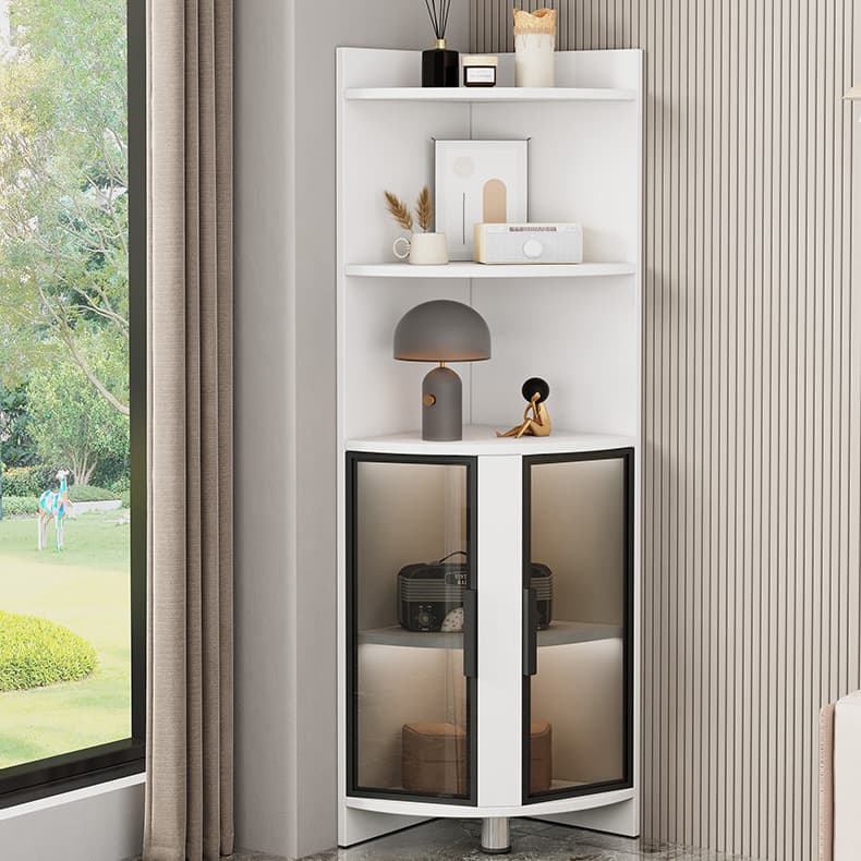 Modern Corner Accent Cabinet with Glass Doors and 2 Interior Shelves - image 7