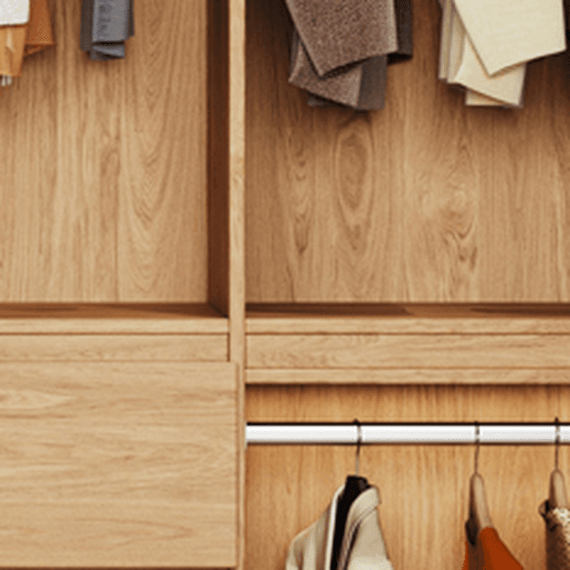 Wood Grain Minimalist Laminate Independent Wardrobe Closet with Soft Close Drawer, Soft Close Door, and Interior Shelves
