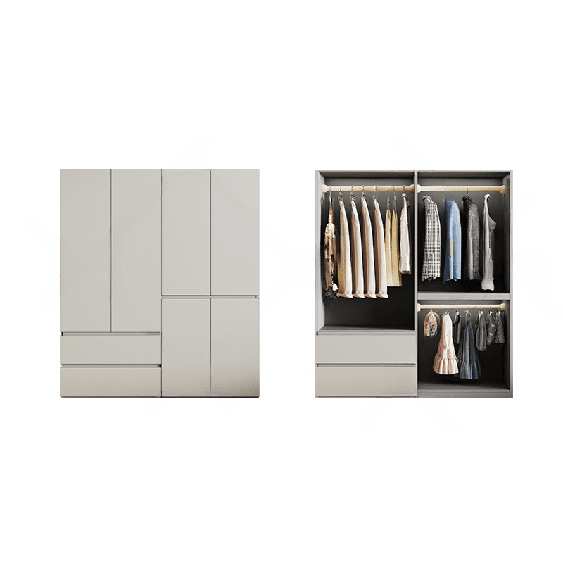 Cream Trendy Reclaimed Wood Wardrobe Armoire with Soft Close Drawer, Soft Close Door, Interior Shelves, and Clothing Rod - image 18