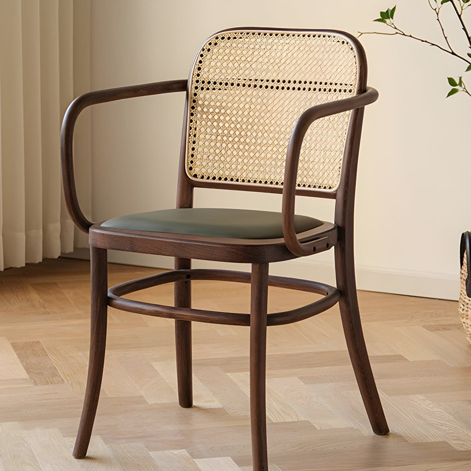 Traditional Style Dining Chair Solid Wood Cane Back Dining Room Chair - image 13