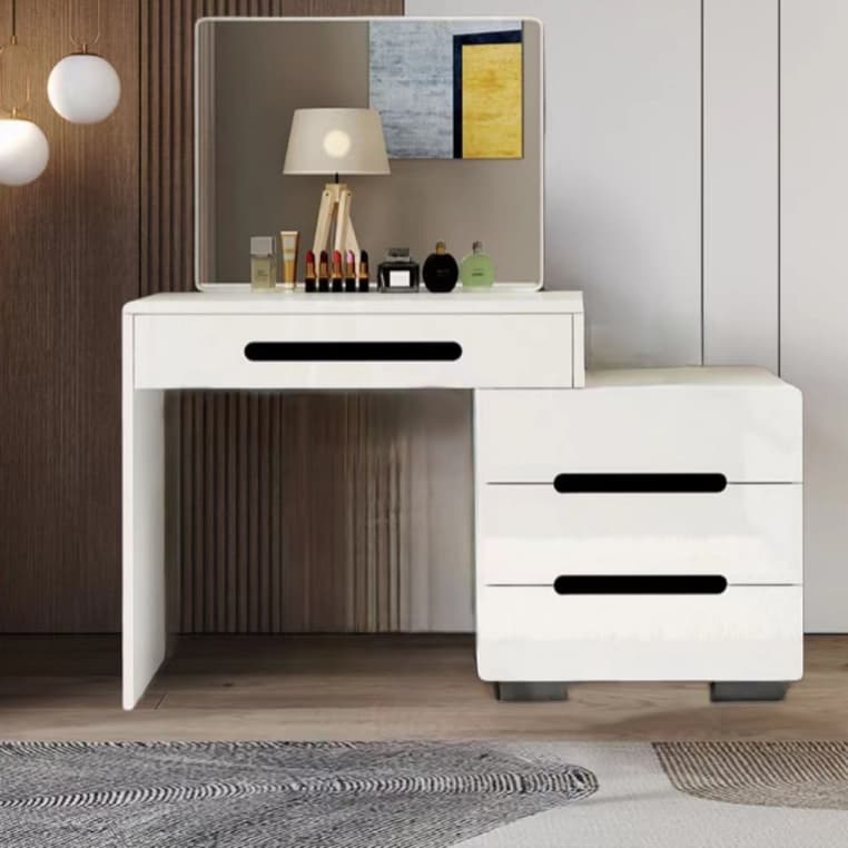 Modern 48'' White Wood Makeup Vanity & Stools with Drawers Self Close or Reserve Installation - image 6