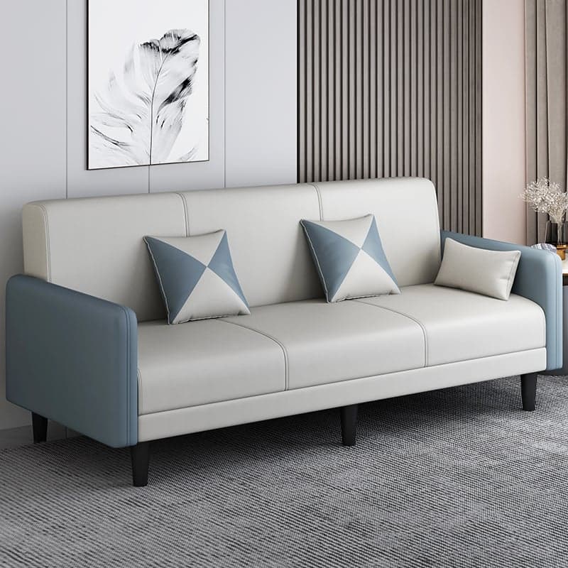 Convertible Sofa in Gray/Cerulean/Off-White with Armrest and 3 Pillows - image 15