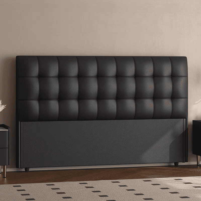 Trendy Panel Headboard with No Distressing, Piled Tufted Rectangle Design for King/Queen/Full Bed, Featuring Sponge Upholstery and Standard Height