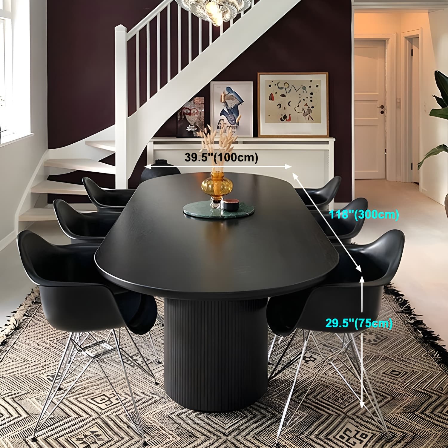 Modern Pine Wood Table for Restaurant Black Dining Table with Double Pedestal - image 26