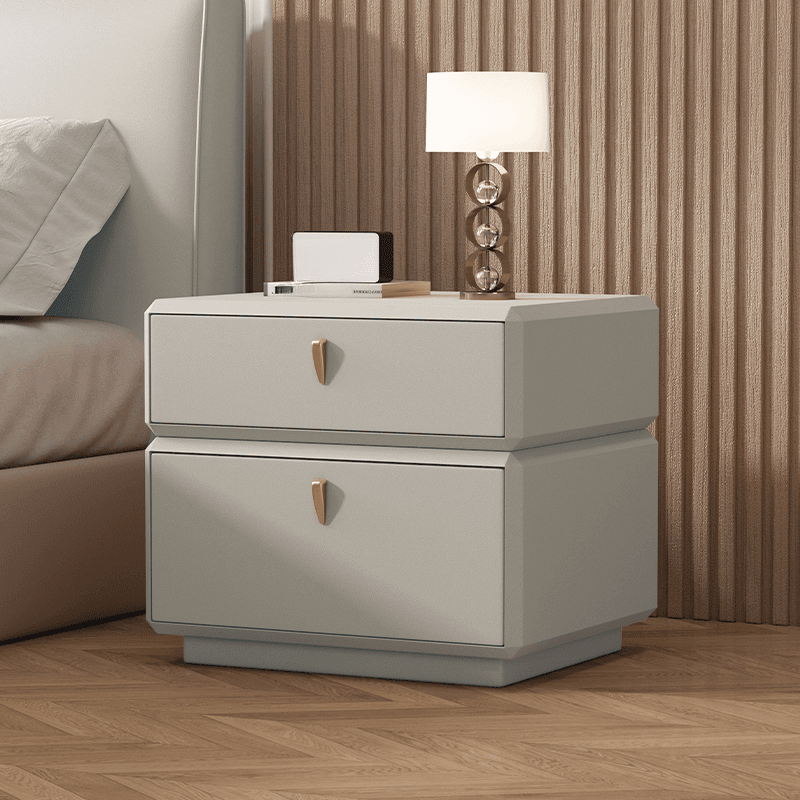 Organic Modern 2 Tiers Nightstand With Drawer Organization in Pleather - image 4