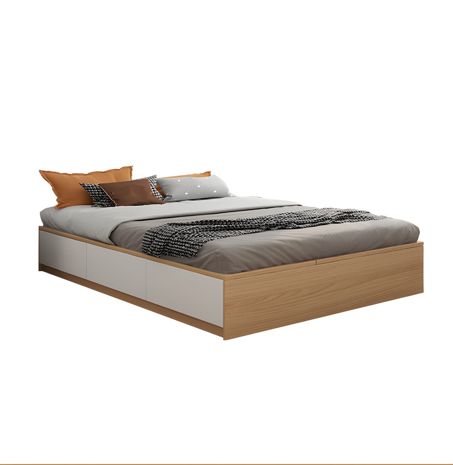 Contemporary Natural Wood Mattress Included Lift Up Storage Bed Frame - image 5