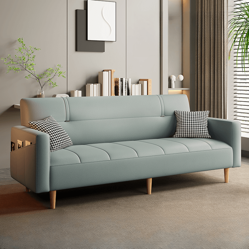 Trendy Scratch-immune Convertible Sofa in Light Gray/Light Blue/Olive Green with Arm, 4-seater/2 People/Seats 3, Receptacle Storage, and 2 Pillows - image 6