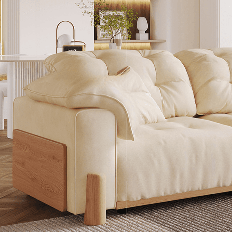 Modish Solid Color Scratch-durable Standard Sofa/Single Sofa in Off-White, Seats 4/2-seater/3 with 2 Pillows - image 4