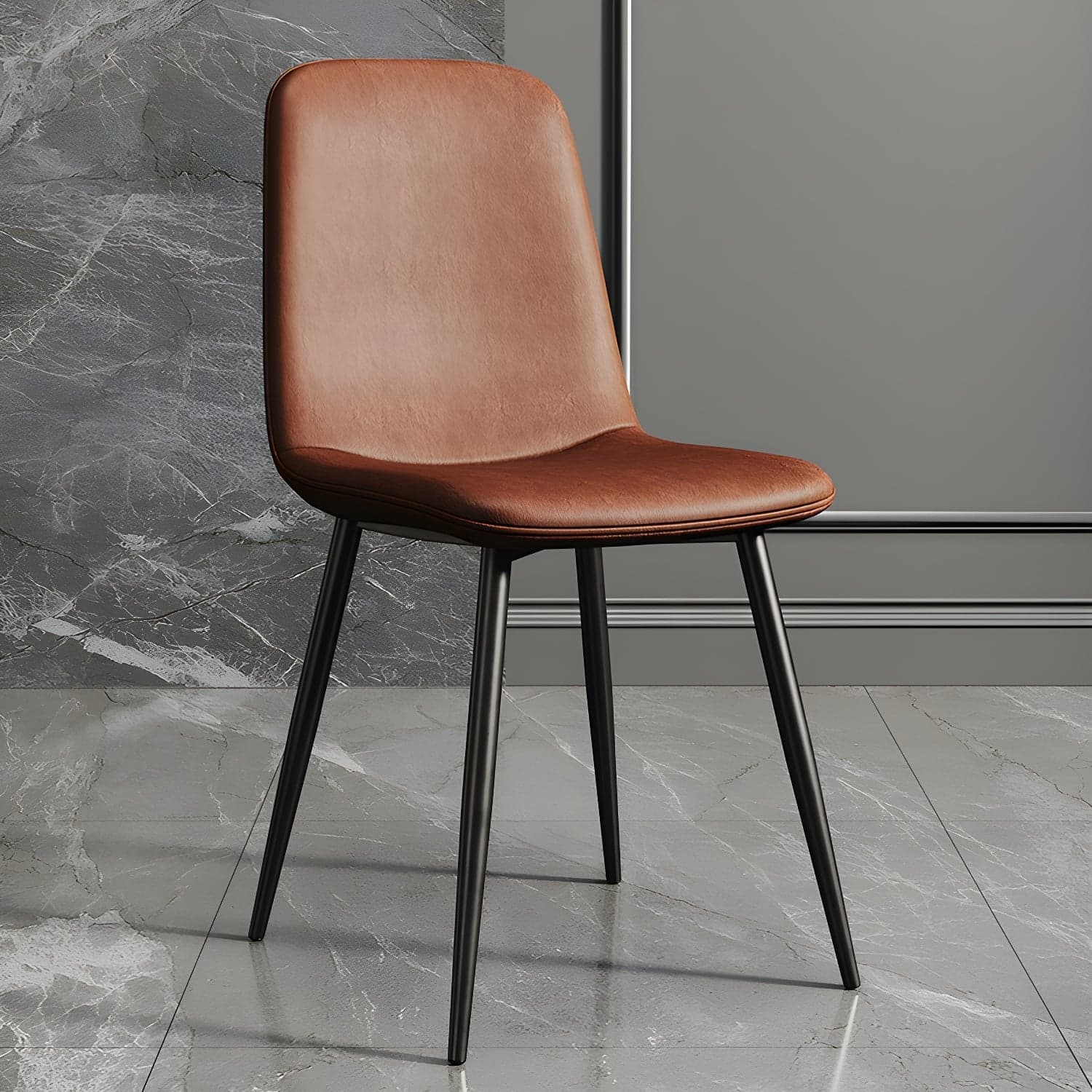 Faux Leather Dining Side Chair with Metal Frame and Low Back - image 7