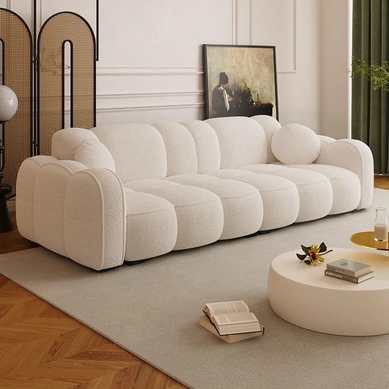 Modish Solid Color Standard Sofa Stain Resistant/Water Resistant Dove Grey/Apricot Color/Mocha with 2 Pillows & Armrest for 4 Person/3-seater - image 10