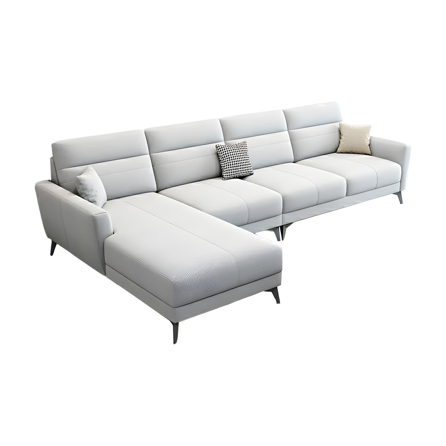Modern L-Shape Stationary Sectional Sofa Chaise with Flared Arm Design - image 18