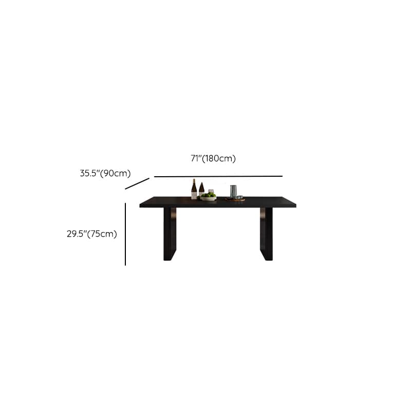 Dining Table Set with Slate Top and Two-sided Pedestal, Padded Chair with Back for 6 People, 7 Piece Set in Midnight Black - image 12