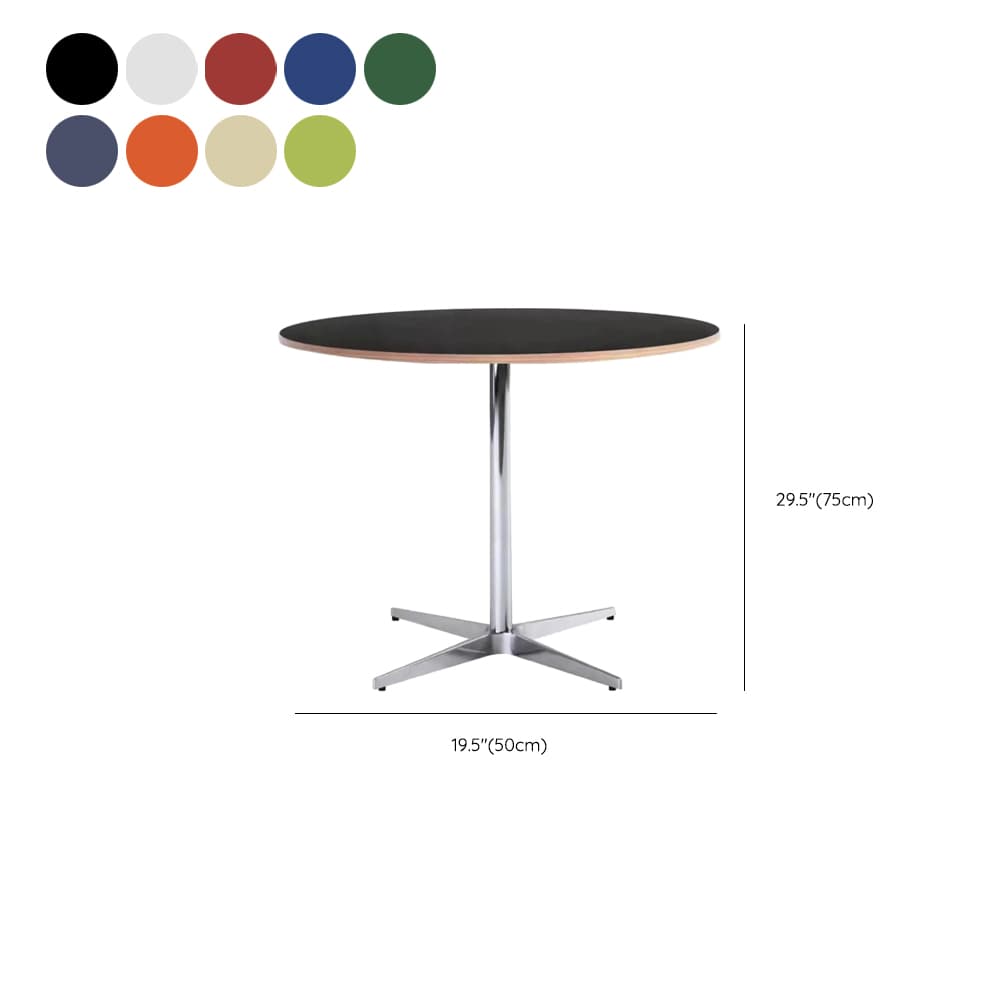 Trendy Orbicular Dining Table with Timber Top, Fixed Table Mechanism in Cerulean/Green/Apricot Color - image 15