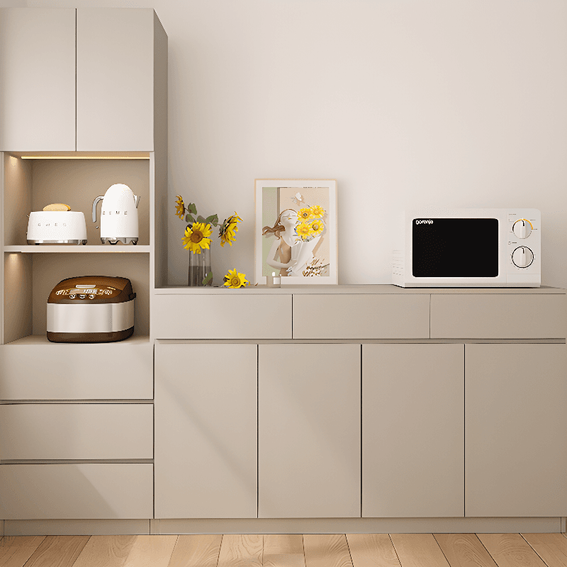 Simple Sideboard with Multiple Drawers, Closet Cabinet, Standard and Narrow Sizes, 1 or 2 Shelves, Wood Countertop, 2 to 5 Doors - image 4