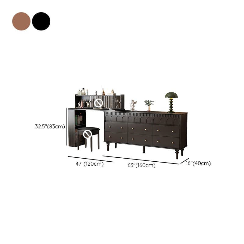 Simplistic Large Vanity Set/Makeup Vanity with Rubberwood Table Top, 4 Drawers/6 Drawers/2 Drawers, Scalable and No Suspension - image 16