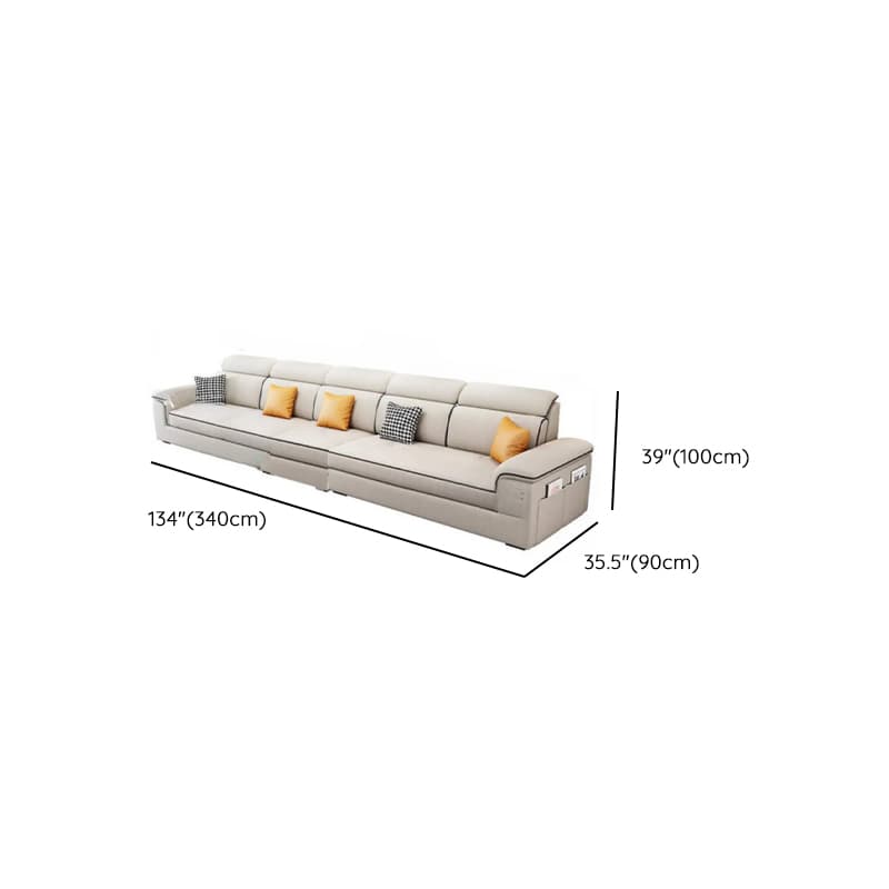 Casual L-Shape Stain Resistant Cream Sofa Recliner with Left/Right Hand Facing Square Arm and Chaise Component - image 14