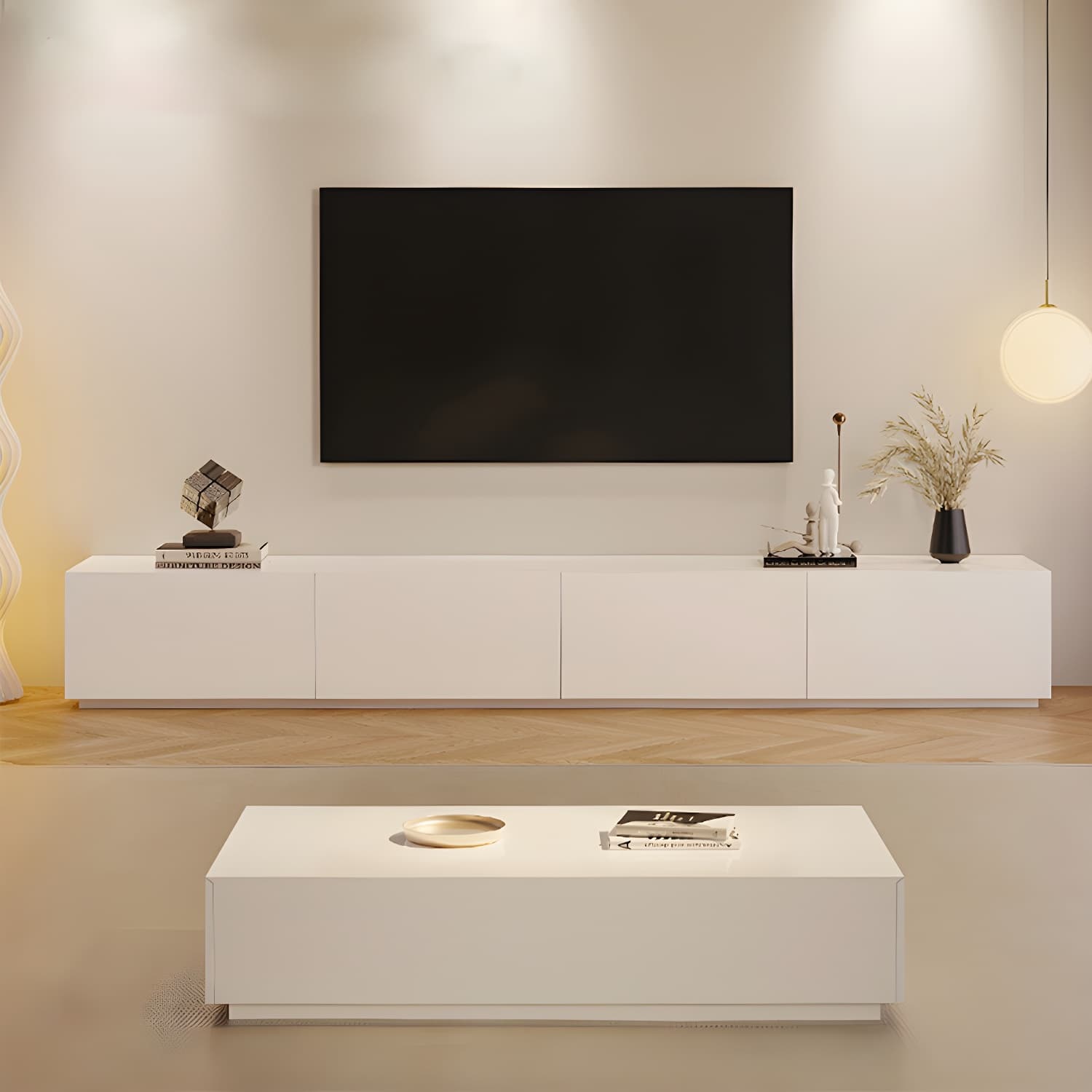 Modern Engineered Wood TV Media Stand Enclosed Storage TV Console - image 3