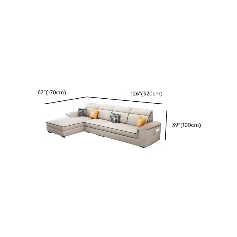 Casual L-Shape Stain Resistant Cream Sofa Recliner with Left/Right Hand Facing Square Arm and Chaise Component - image 13