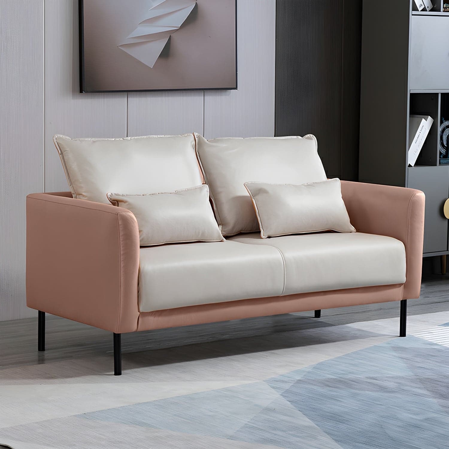 Scandinavian Faux Leather Seats 2 Loveseat with Tuxedo Arm and Stain Resistant Feature - image 3