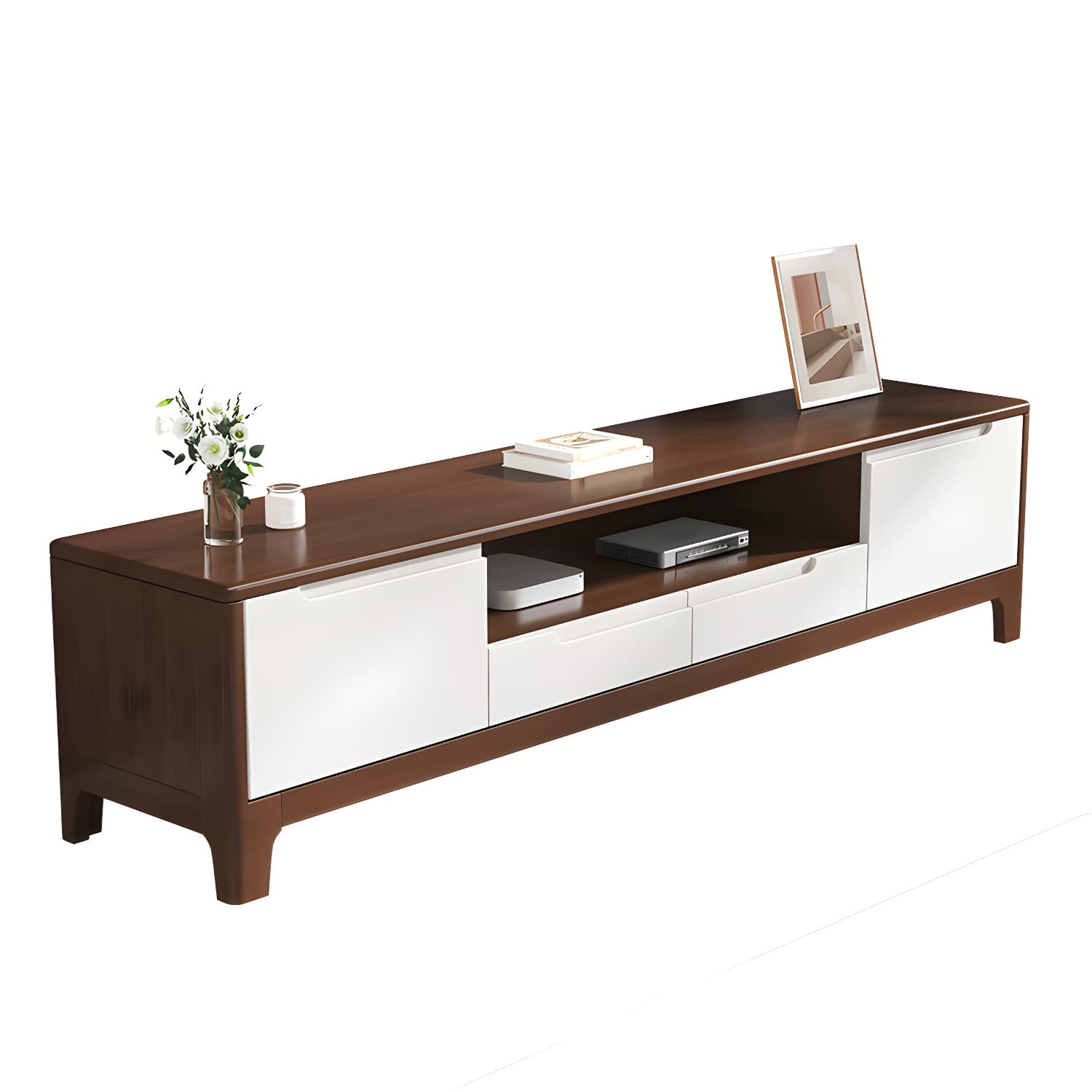 Scandinavian TV Media Stand Solid Wood TV Media Console with Drawers - image 9