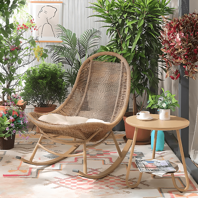 Cocoa Craftsman Wicker Front Porch Rocking Chairs with Separable Pillowcase - image 3
