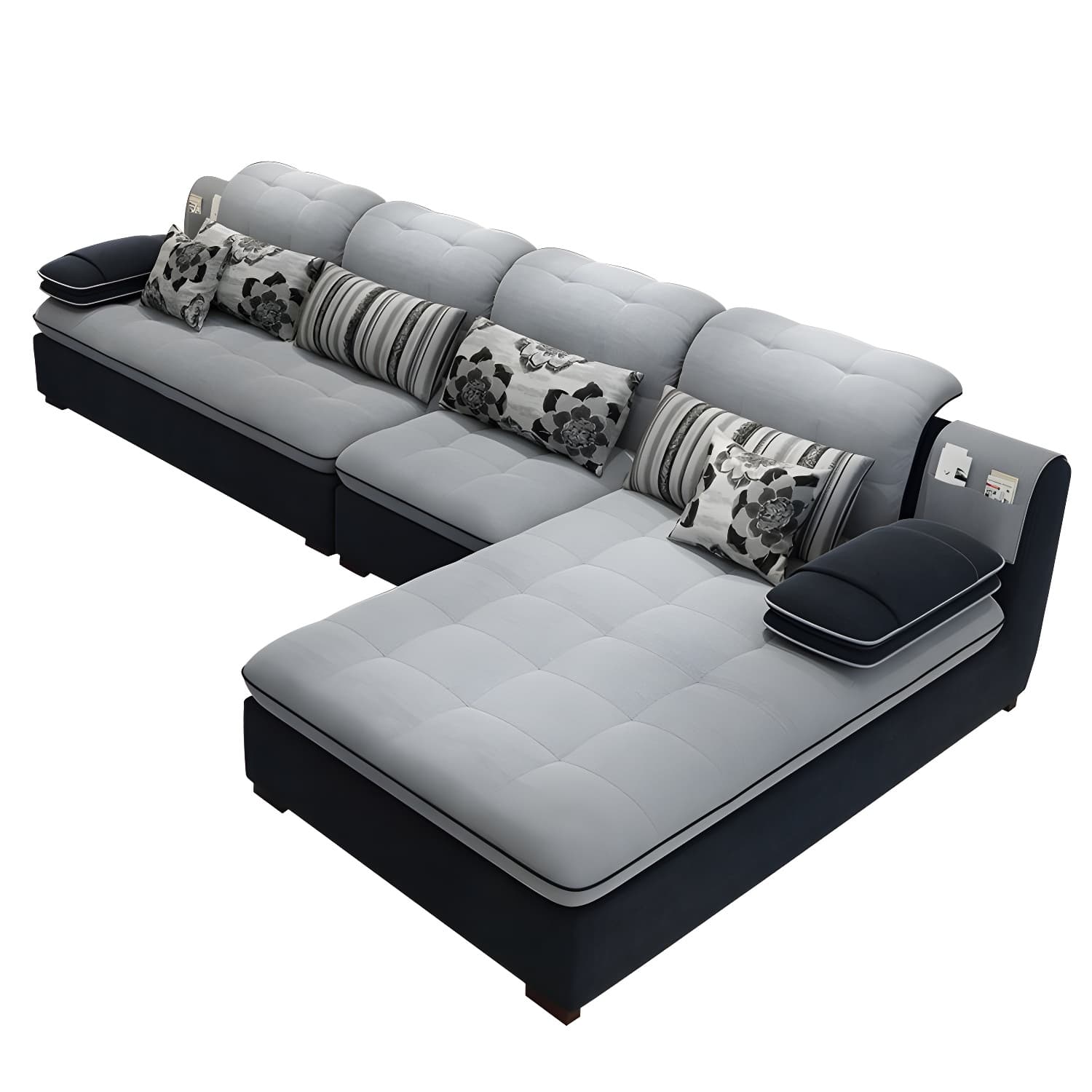 Modern Wood Frame L-Shaped Stationary Sofa Chaise with Adjustable Headrest and Storage Included - image 15