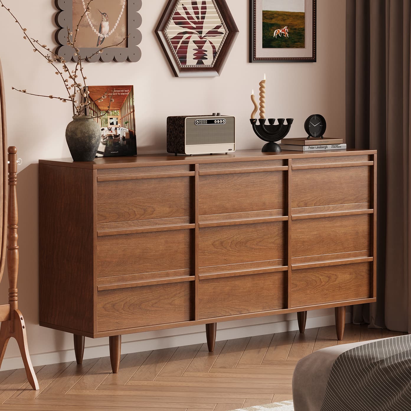 Cocoa Trendy Composite Wood Double Dresser/Lingerie Chest/Bachelor Chest with 5 Drawers/9 Drawers/6 Drawers in Vertical/Horizontal Orientation