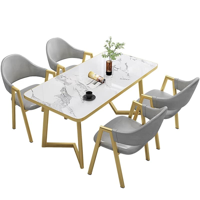 Luxurious Dining Table Set with Recycled Wood Top and Sleighing Base - image 12