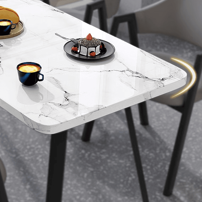 Dining Table Set with Sleighing Recycled Wood Fixed Table and Padded Chair with Back and Armrest, 5-piece - image 9