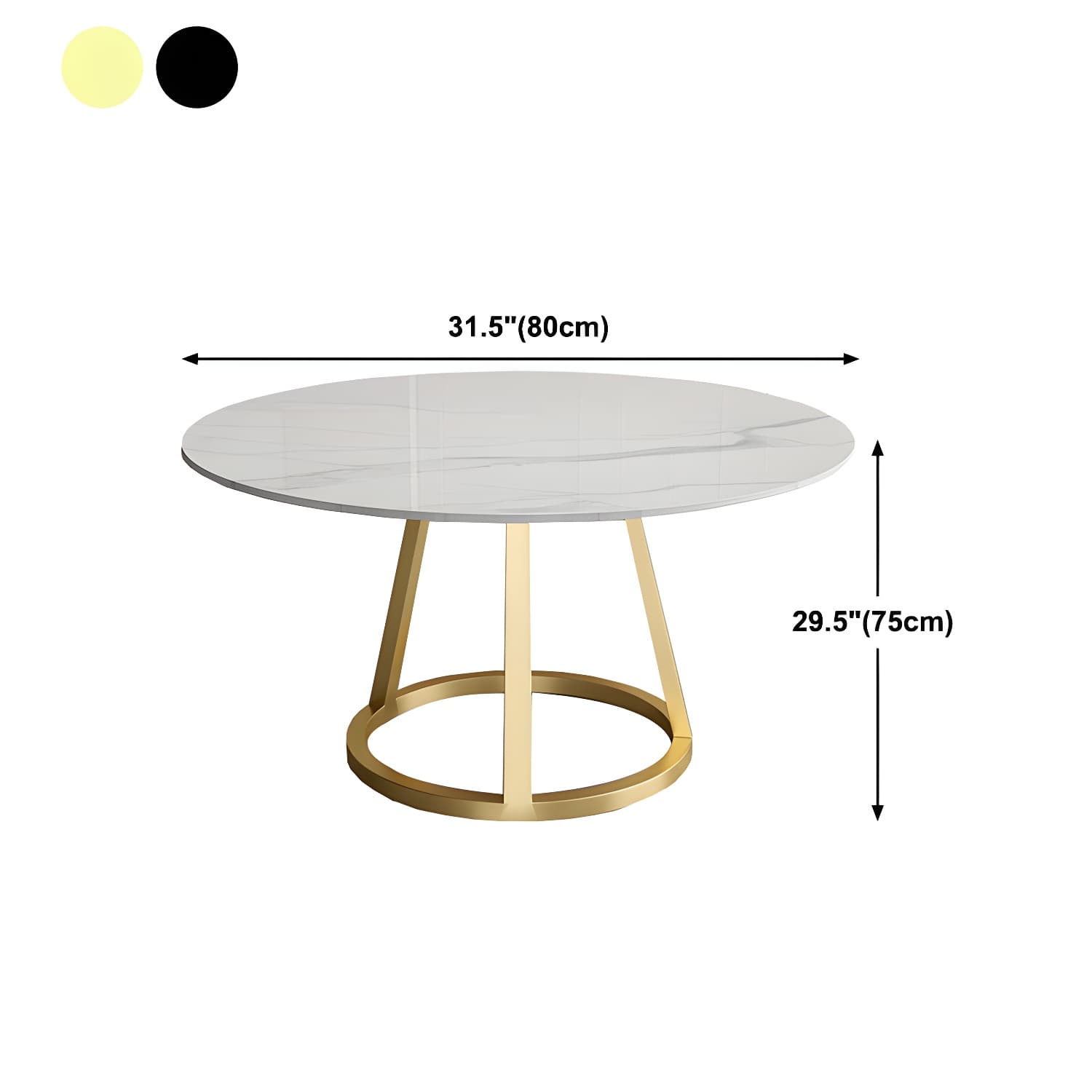 Contemporary Round Dining Table Sintered Stone Top Iron Pedestal Table - image 8