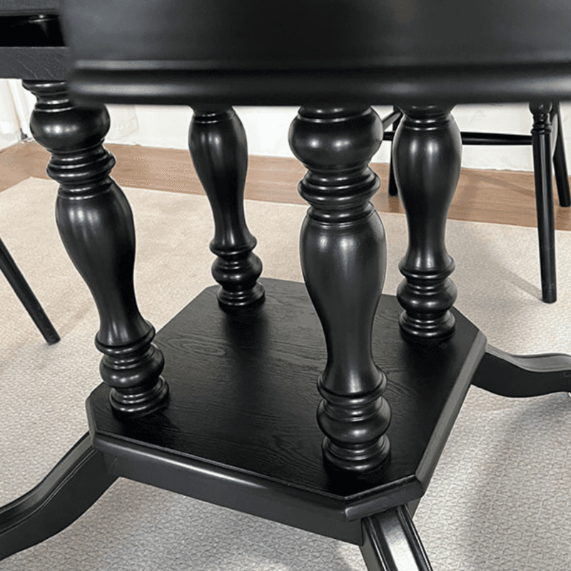 Minimalist Dark Wood Dining Table Set with Wood Slab, 4 Legs, Padded Chair, and Back - image 5