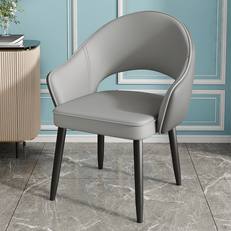 Modish Arm Chair with Ventilated Back, Padded Upholstery, Arms, and Steel Legs - image 5
