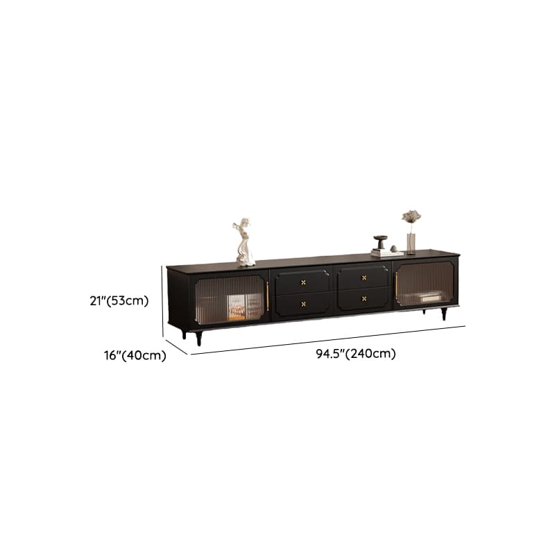 Black Art Deco Wooden TV Stand with Shelf, 4 Drawers, 2 Cabinets, and Cable Management - image 11