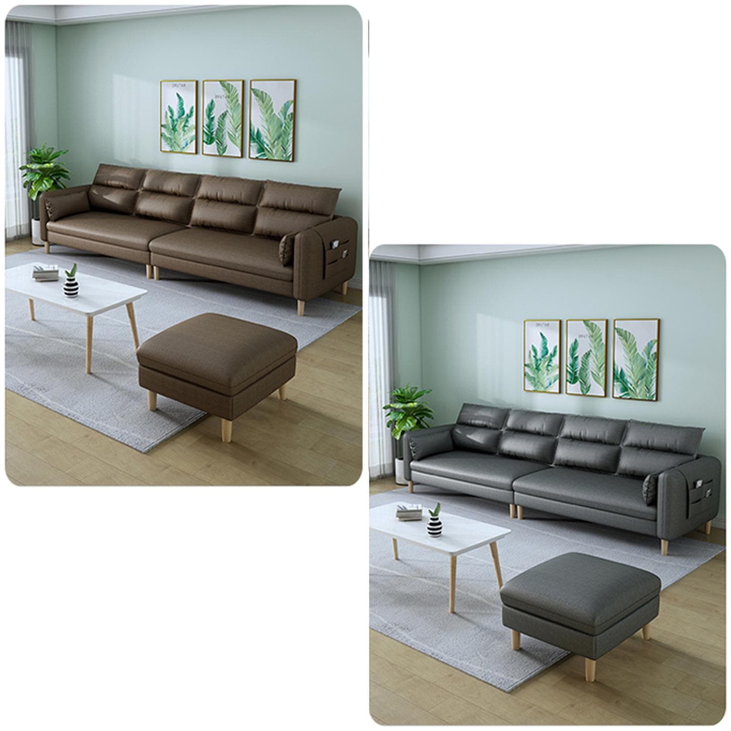 Modern Square Arm Storage Sofas with Loose Back and Ottoman for Living Room - image 24