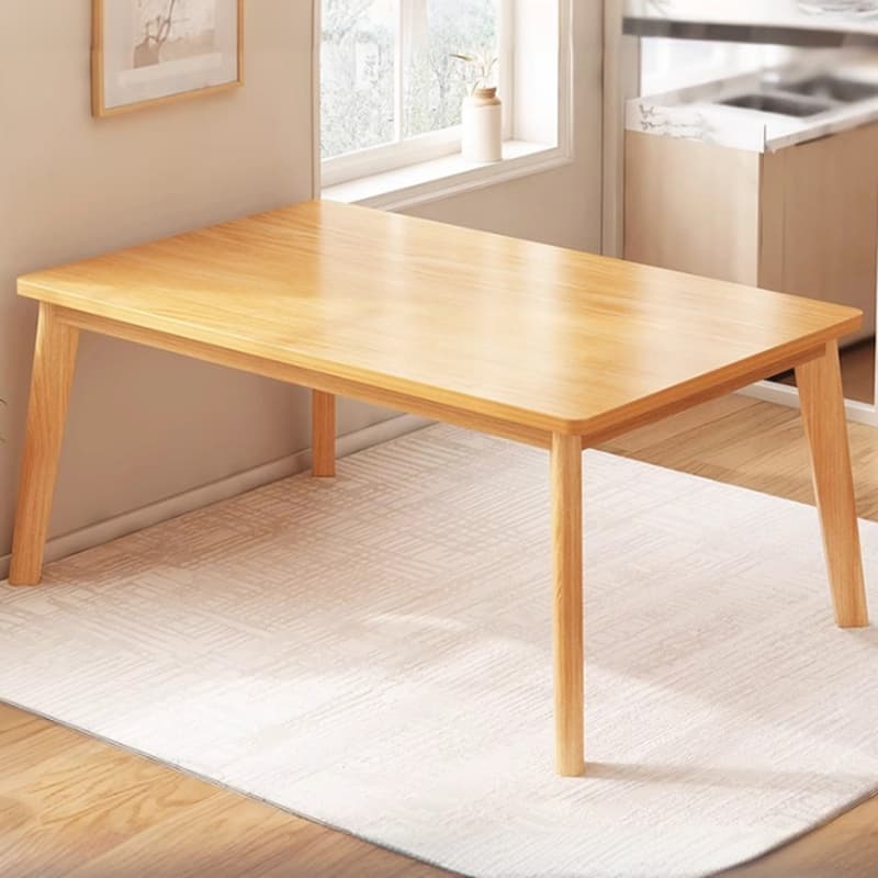 Dining Table Set with Rectangular Recycled Wood Top, 4 Legs, Fixed Table, Padded Chair with Back, Available in 5-piece/7 Piece Set/3 Pieces