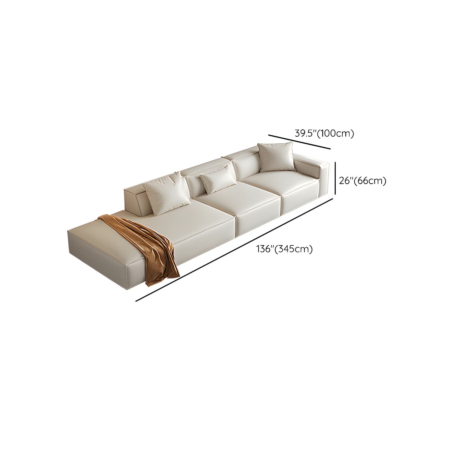 Modern Beige Pillow Back Sectional Sofa in Silicone Rubber with Wood Frame - image 14