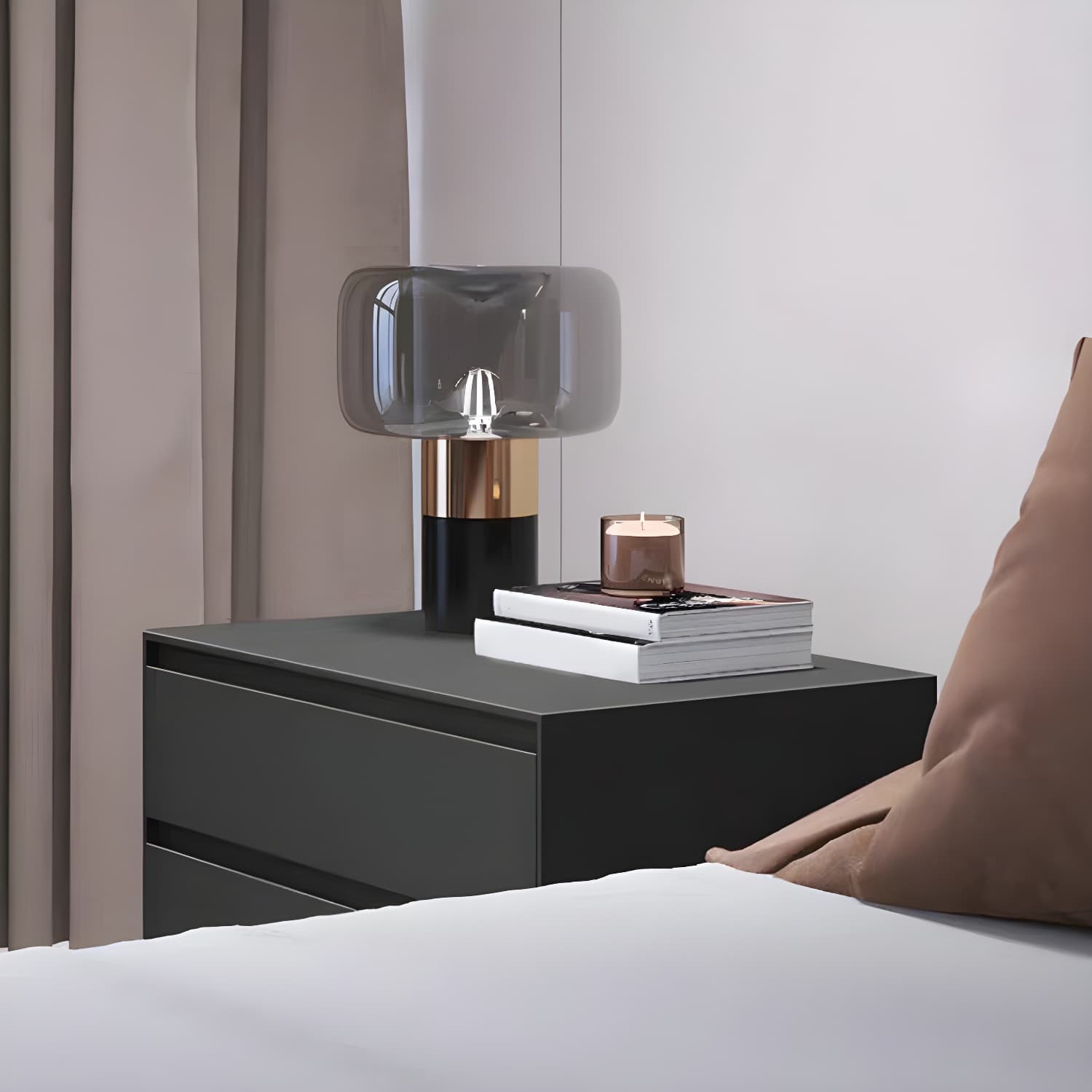 Wooden Night Table Contemporary Bedside Cabinet with 2 Drawers - image 14