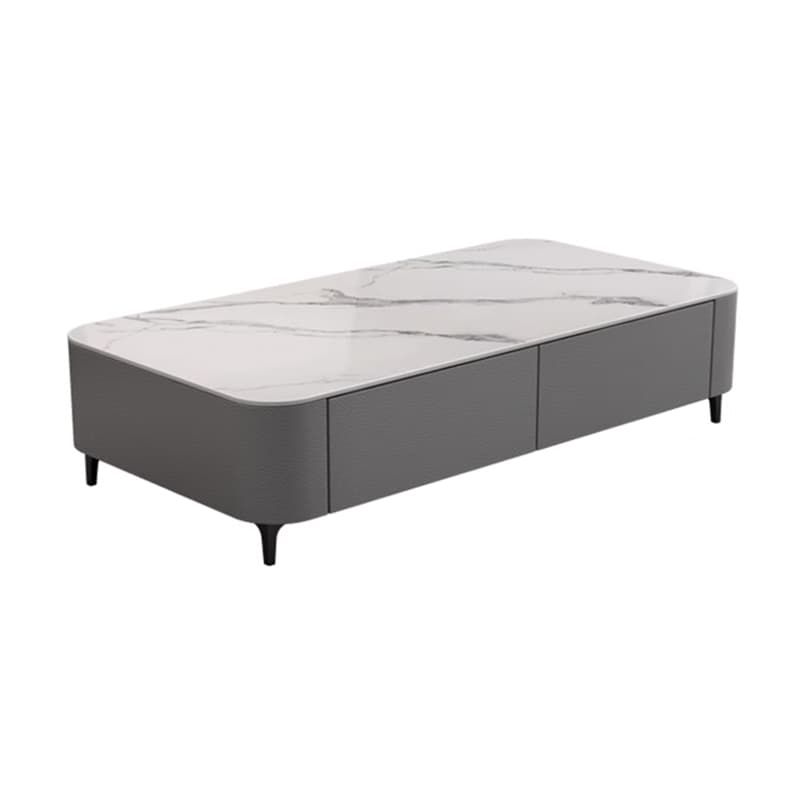 Four Leg Non-Upholstered Modern Metal Coffee Table with Storage and Drawers Standard Size - image 6