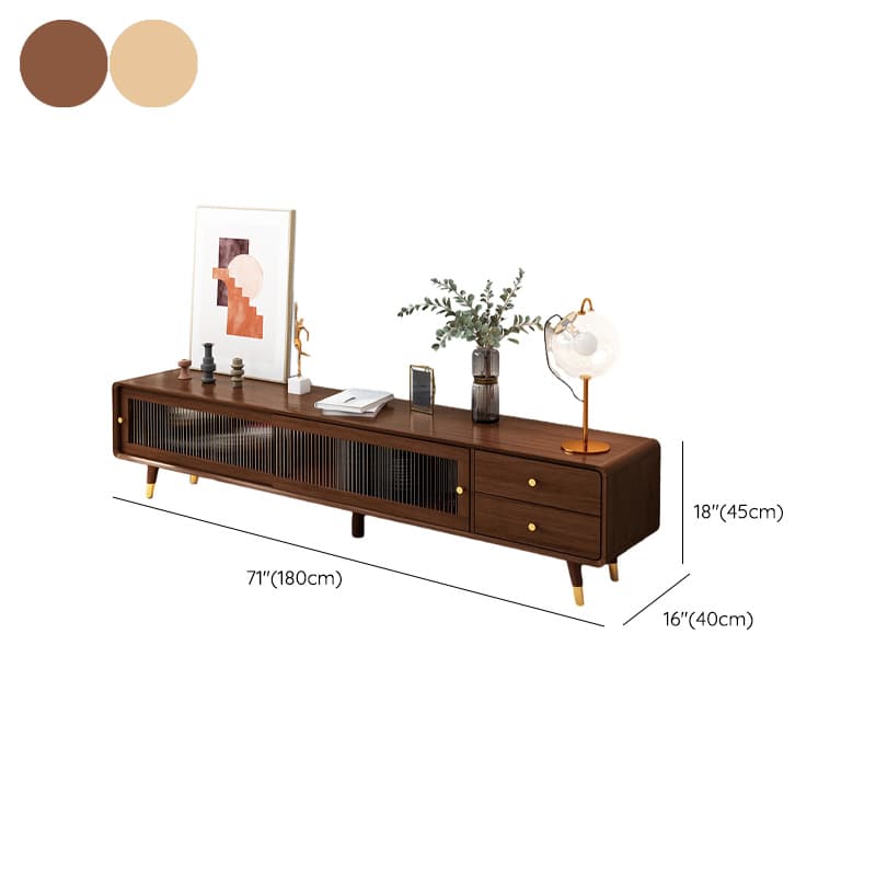 Scandinavian Style Low Height Wood TV Stand With 2 Drawers and Cabinet, Size 15.7'' x 17.7'' - image 13
