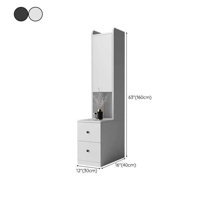 Modern Wood Open Storage Nightstand with 2drawers 3 shelves Height 160cm - Extra Tall Brown Design - image 13