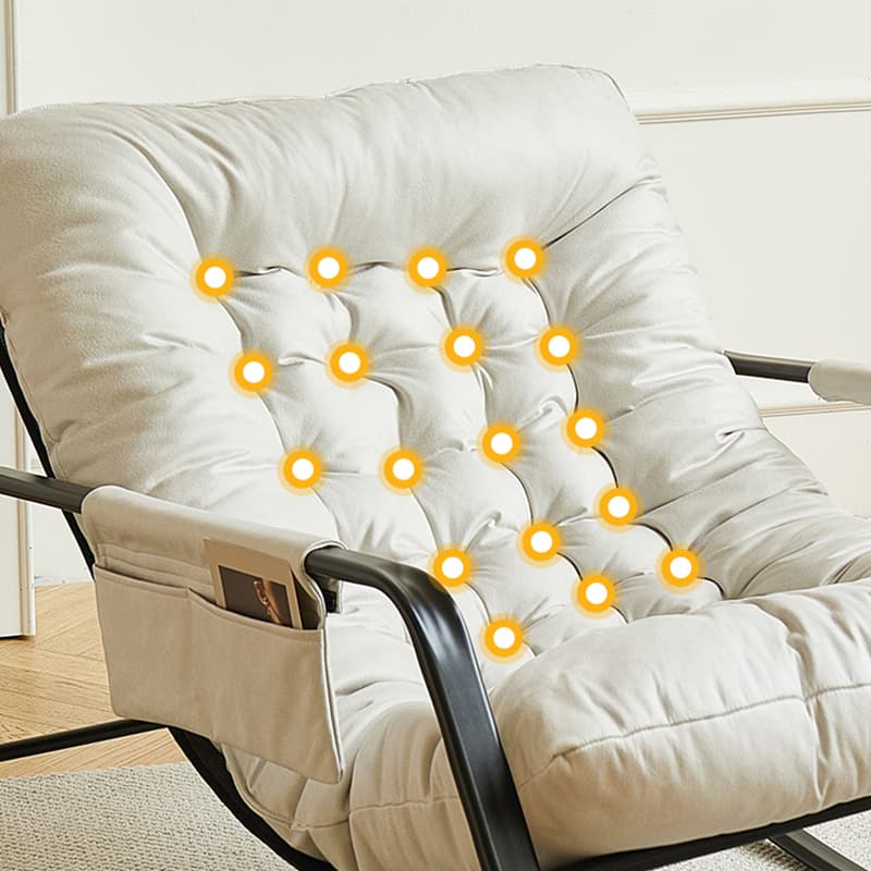 Chic Upholstered Indoor Rocking Chair with Modern Black Metal Legs - image 15