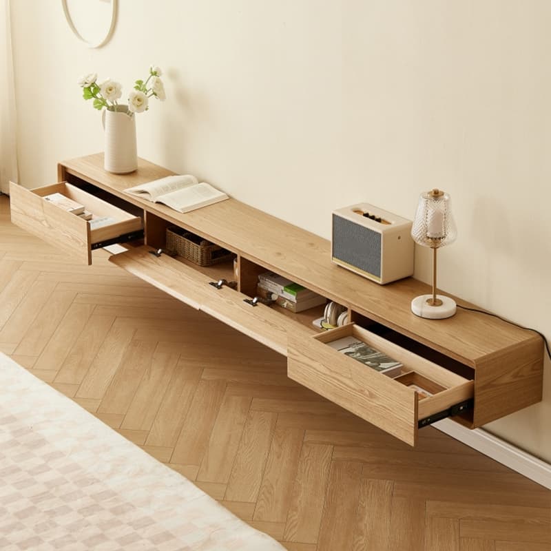 Contemporary Floating Wood TV Stand with 2-Drawer/4 Drawers and 2 Cabinets/1-Cabinet - image 11