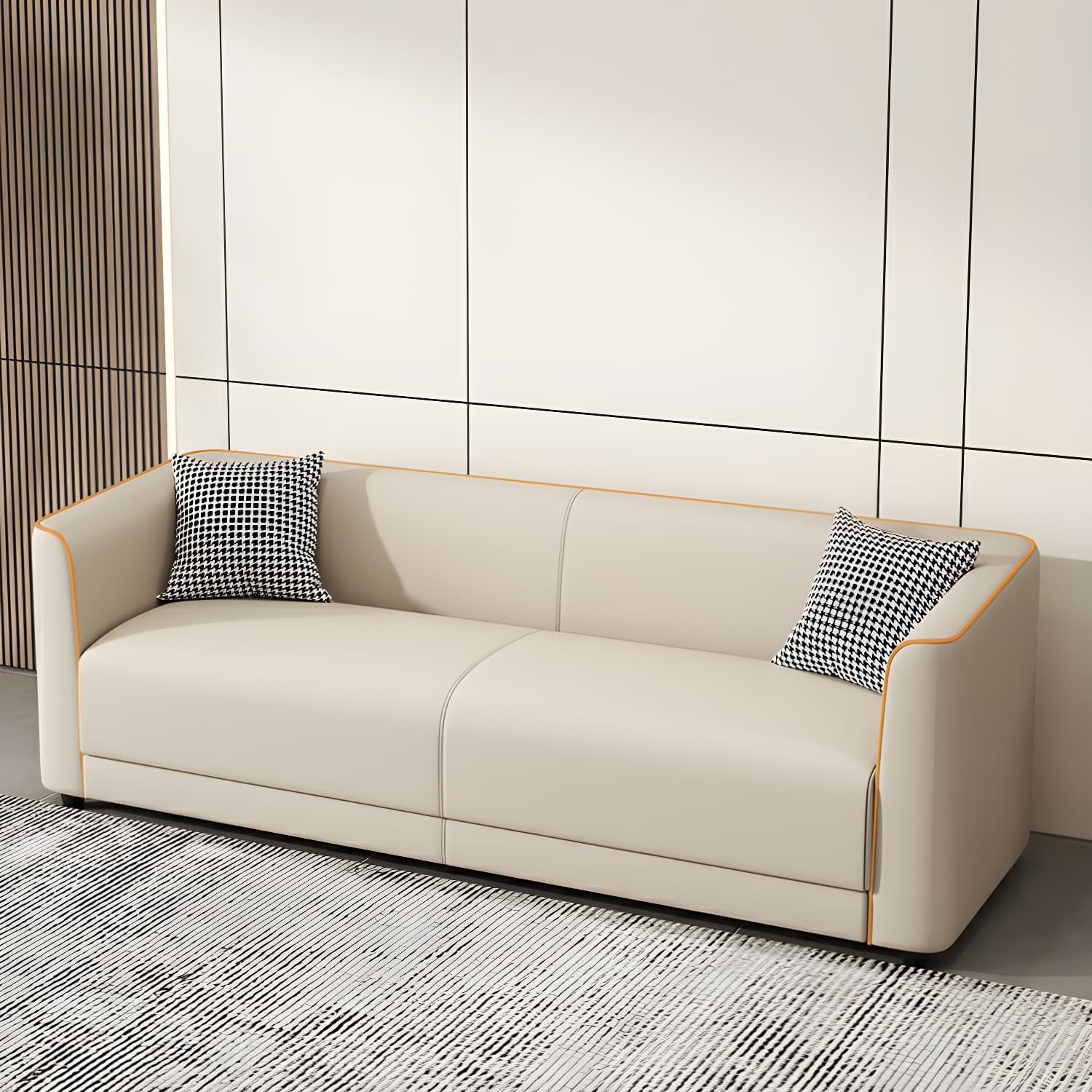 Tuxedo Arm Sofa with Tight Back 25.98" High Contemporary Faux Leather - image 4